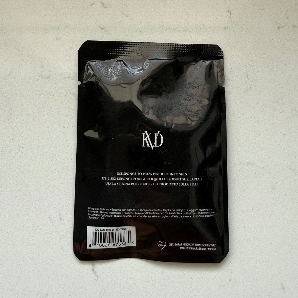 KVD Beauty Kat VonD Lock-It Charcoal Makeup Sponge Blender Applicator New Sealed